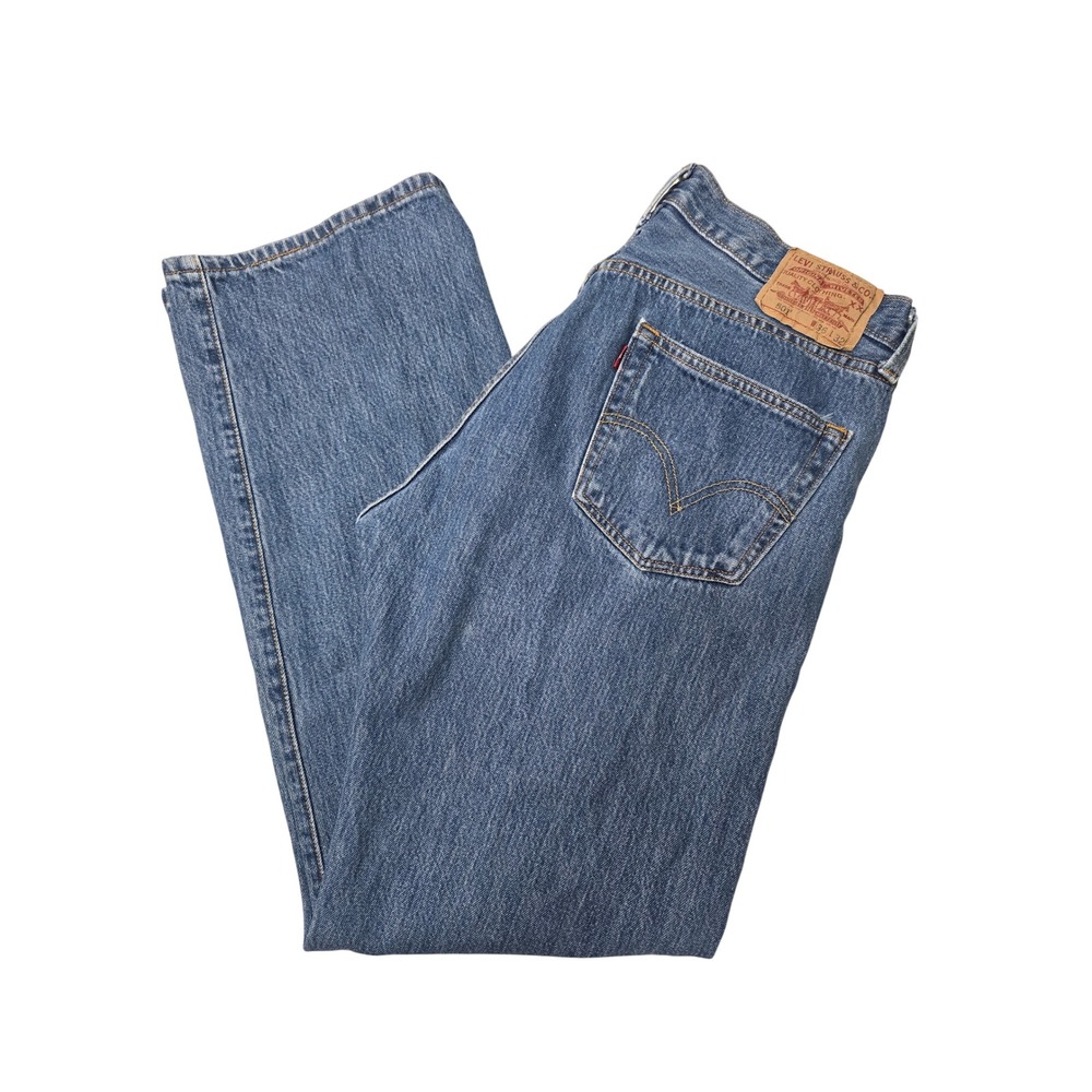 Levis 501 Original Fit Mens 100% Cotton Denim Blue Jeans 36x32 Medium Wash EUC